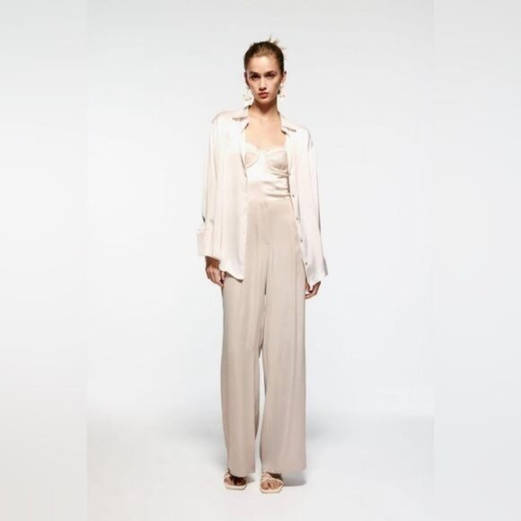 Zara Pants - Zara Satin Full Length Trousers Pants